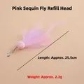 Pink sequined flying insect cat toy teaser wand replacement head, length 25.5cm - Pink Sequin Flying Insect Replacement Head