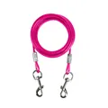Durable pink steel wire dog tie-out cable with heavy-duty dual metal swivel clips - 1.8m (6ft) / 5mm Rose Red Steel Cable