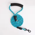 Durable blue reflective rope dog leash featuring a padded foam comfort handle. - 1.2cm Diameter / Blue
