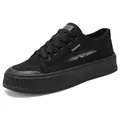 Zwarte dames sneakers met kantpatroon, plateauzool en ademende mesh-panelen voor de zomer - 34 / Helemaal Zwart