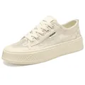 Ademende gebroken witte kanten platform sneakers voor dames met een opengewerkt ontwerp - 34 / Beige