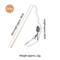 Gray plush mouse cat teaser wand with a 40cm wooden rod and a 63cm elastic string - Rod 40cm/String 63cm / Gray