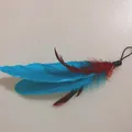 Bunte Katzenangel-Ersatzfeder in Blau und Rot mit elastischer Schlaufe für Hauskatzen. - Blau