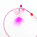 Pink butterfly cat toy replacement head with purple feathers and bell - Pink Butterfly Style With Steel Wire