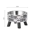 Elevated stainless steel cat and dog bowl with cute pattern and 9cm height design - Cat Print (cw367) / With Stainless Steel Inner