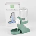 Automatic pet suspended water dispenser with clear bottle and green mounting bracket - Green