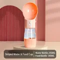 Bouteille d'eau et de nourriture rose portable pour animaux de compagnie, capacité 250ml - Gourde Eau et Nourriture [Eau 250ML+Nourriture 180ML] / Rose