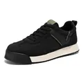 Ademende zwarte platform sneakers met suède afwerking en olijfgroene details - 39 / C951 Zwart
