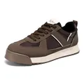 Bruine ademende suède plateau sneakers met stijlvol V-vormig streepdetail voor heren - 39 / C951 Khaki