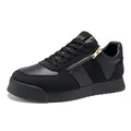 Premium zwarte suède platform sneakers met decoratieve ritssluiting aan de zijkant - 39 / C952 Zwart