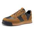 Stijlvolle heren sneakers van bruin en zwart suède met plateauzool en zijrits detail - 39 / C952 Bruin
