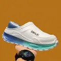 White waterproof fleece-lined cotton clog shoe featuring a stylish blue gradient sole - 30/31 / Haze Blue