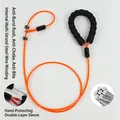 Detail view of the heavy duty orange P-chain dog leash showing internal multi-strand steel wire - Foam Handle Slip Lead (All-in-One) / 5mm*70cm / Orange
