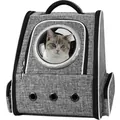 Durable grey breathable pet carrier backpack featuring a clear bubble window for cats - 34*25*41cm / Gray