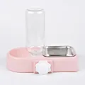 Vista dettagliata dell'abbeveratoio e mangiatoia automatica rosa con ciotola in acciaio - Rosa