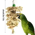 Jouet à mâcher pour perroquet en feuilles de maïs naturelles, environ 16 à 20 cm de long - Cordon en Bois et Maïs