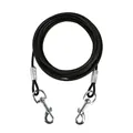 Durable black steel wire tie-out cable with double swivel snap hooks for dogs - 5mm*5m--16ft / Black