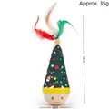 Christmas tree elf tumbler cat toy with colorful feathers and jingle bell, 18cm height - Christmas Tree Style