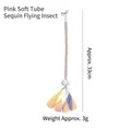 Iridescent pink sequin insect cat teaser toy refill, 33cm length hanging bell toy. - Hose Sequin Bug (CT219) / Pink