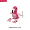 Flamingo shaped squeaky plush dog chew toy with durable rope legs for interactive play - Flamingo / 34cm