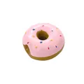 Durable squeaky latex donut dog toy for teeth cleaning and interactive indoor play - Diameter about 6.5cm / Pink