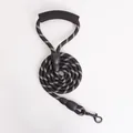 Durable reflective black rope dog leash with comfortable foam handle for night safety - 1.2cm Diameter / Black