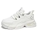 Sneaker chunky bianche di design con spessa suola platform e dettagli in metallo - 39 / Bianco