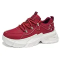 Eleganti sneaker chunky rosse di design con spessa suola bianca rialzata da uomo - 39 / Rosso