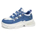 Sneakers chunky da uomo blu e bianche alla moda con suola spessa a piattaforma - 39 / bianco e blu