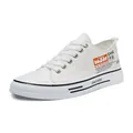 Professional stylish white low-top canvas sneakers for men with trendy lace-up design - 40 / White