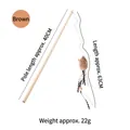 Interactive wooden cat teaser wand with plush mouse in brown, 40cm long wooden rod. - Rod 40cm/String 63cm / Brown