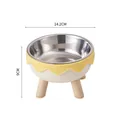 Υπερυψωμένο μπολ κατοικιδίων με ανοξείδωτο σκεύος και ξύλινη βάση με κίτρινη κορώνα - Στυλ Τσόφλι Αυγού Κίτρινο Κρέμα (Έκδοση από Ανοξείδωτο Ατσάλι) / Τσάντα OPP