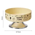 Elevated yellow stainless steel pet bowl, 11cm height and 17.5cm diameter display - Yellow (Large Single Bowl)