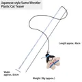 Sumo wrestler plush cat teaser wand, 46cm length and 28g weight, creative pet toy. - Japanese Sumo Plastic Rod Style