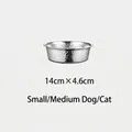 Gehämmerter Edelstahlnapf für kleine Hunde und Katzen, rutschfest, Größe 14cm x 4,6cm - 14cm / Silber (Ohne Sockel)