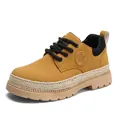 Retro low-top mustard yellow work shoes featuring thick sole and rope detail - 39 / Yellow (M607)
