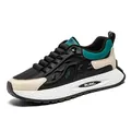 Breathable men's sneakers featuring a stylish color-block design and cushioned sole - 39 / Black Khaki Color Block Style (15391)