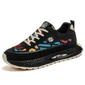 Men's ethnic patchwork sneakers, breathable designer outdoor jogging shoes for spring - 39 / Black Ethnic Style (15392) / Black