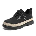 Stivale Martin nero basso con zeppa stile retrò scarpa da lavoro e suola spessa - Nero (M609)