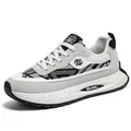 Breathable men's sneakers in grey and white patchwork design with ethnic mesh pattern detail - 39 / Color Block Sporty Style (15392) / Gray