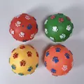 Set of four colorful vinyl pet squeaky balls with embossed paw print design - 7.5cm / Multicolor