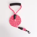 Durable neon pink reflective pet leash with soft foam handle and black swivel hook - 1.2cm Diameter / Pink