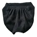 Close-up macro view of the breathable black honeycomb mesh fabric on a cat muzzle mask. - Black
