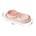 Pink slow feeder pet double bowl set for dogs and cats with dimensions 36x19x6.2cm - Slow Feeder And Plastic Bowl / Pink