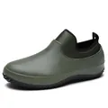 Olive green waterproof garden and work shoe with slip-on design and anti-slip sole - 35 / Green