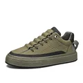 Zapatillas gruesas transpirables para hombre verde oliva con suela gruesa texturizada - 39 / Verde