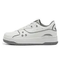 Sneakers uomo in pelle bianca con suola platform e dettagli grigi per il tempo libero - 39 / Argento Bianco