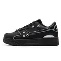 Sneaker basse nere da uomo con pannelli in pelle irregolari e occhielli - 39 / Nero