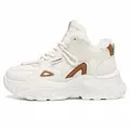 Stylish white chunky sneakers for winter with thick sole and warm fleece lining - 34 / Beige Khaki