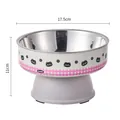 Elevated stainless steel cat bowl with cute cartoon pattern and 17.5cm diameter - Large Size Grey-Purple (With Stainless Bowl)